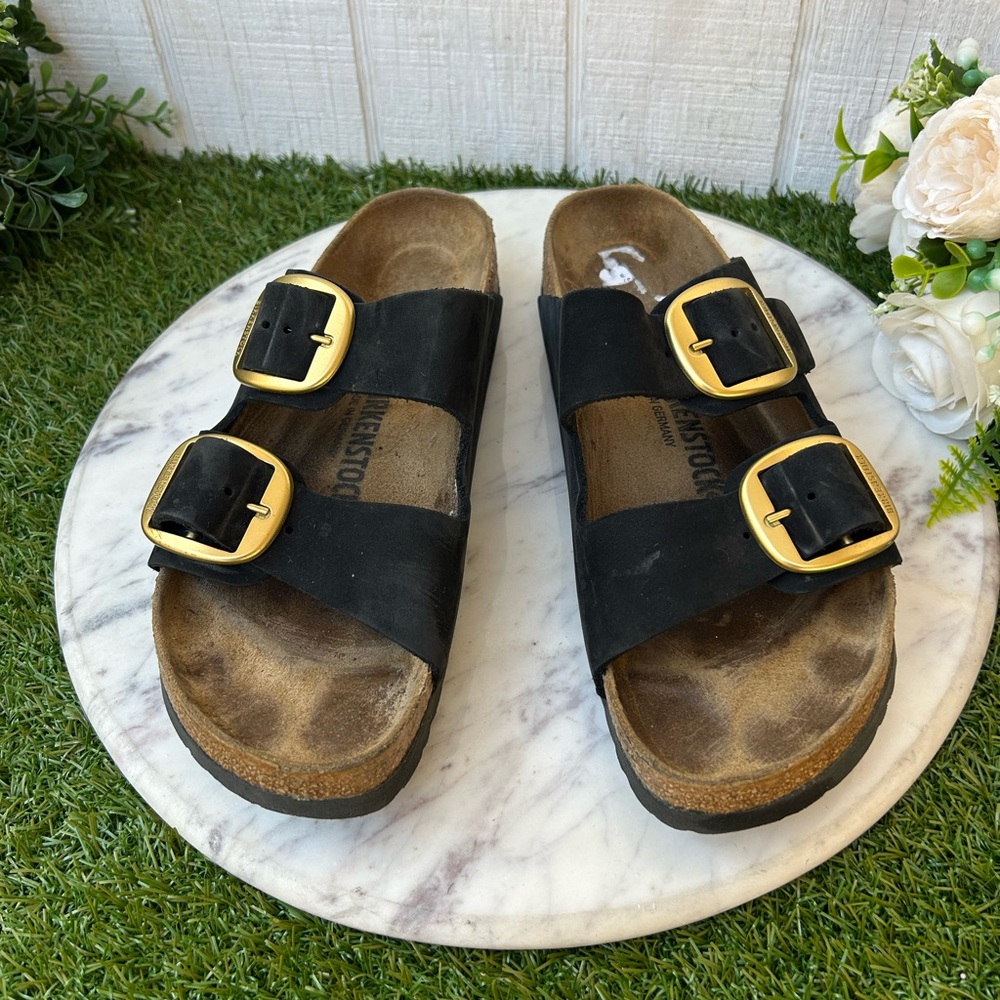 BIRKENSTOCK Arizona Big Buckle Nubuk Leather
Color: Black women Sz 40 US 9-95 - Picture 11 of 16